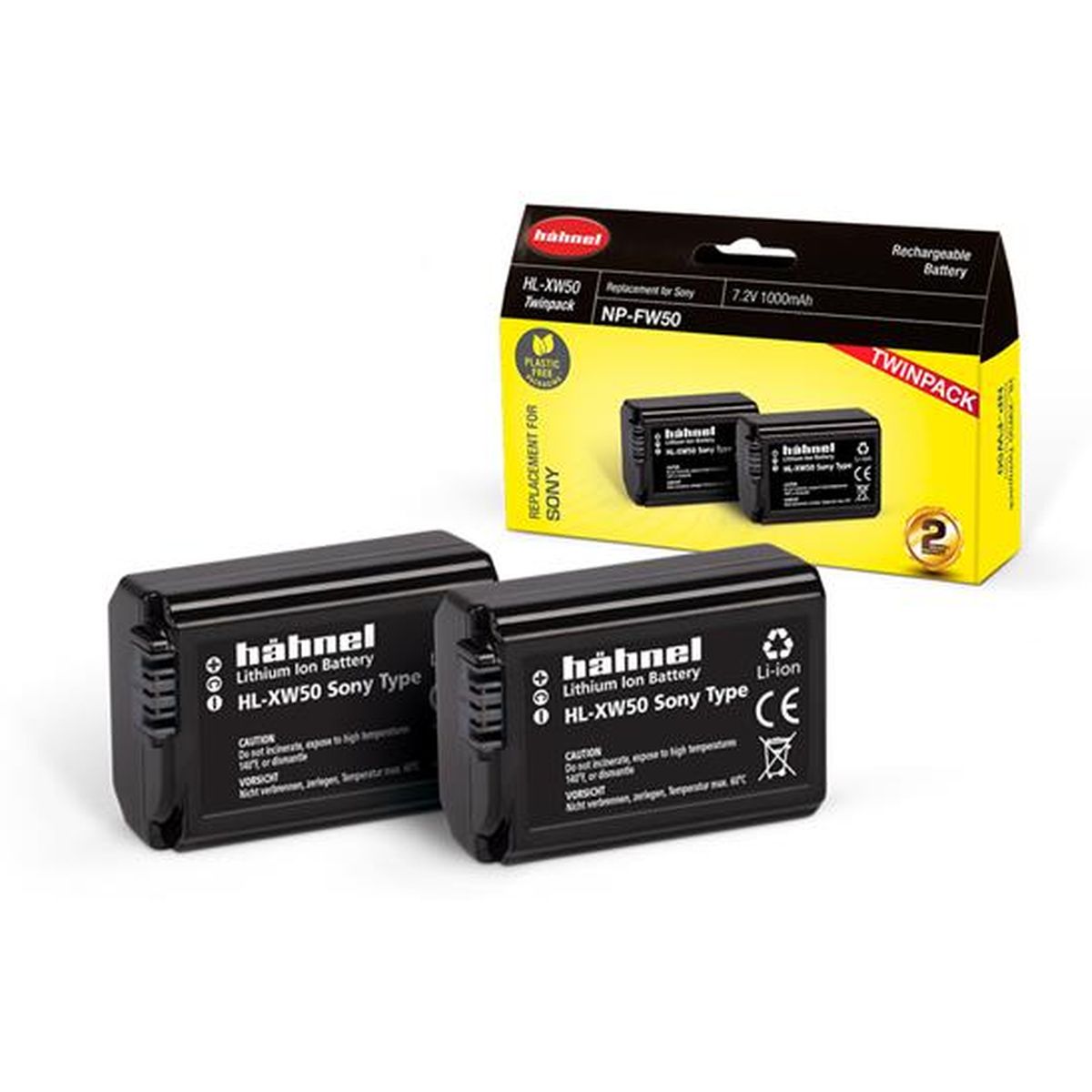 Hahnel HL-XW50 Li-Ion accu Twin Pack (Sony NP-FW50 accu) afbeelding