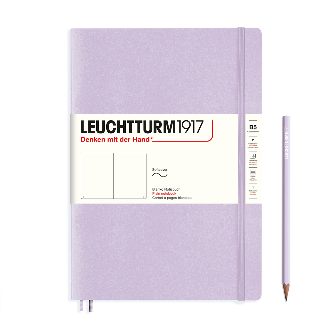 Leuchtturm Lilac, Softcover, Composition (B5), 123 p., plain afbeelding