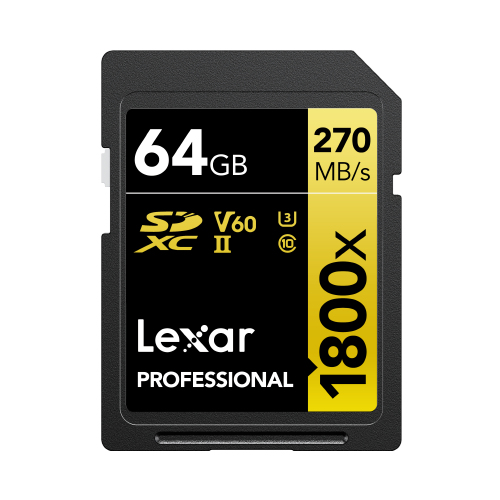 Lexar Professional SDXC 64GB BL 1800X UHS-II V60 Gold afbeelding
