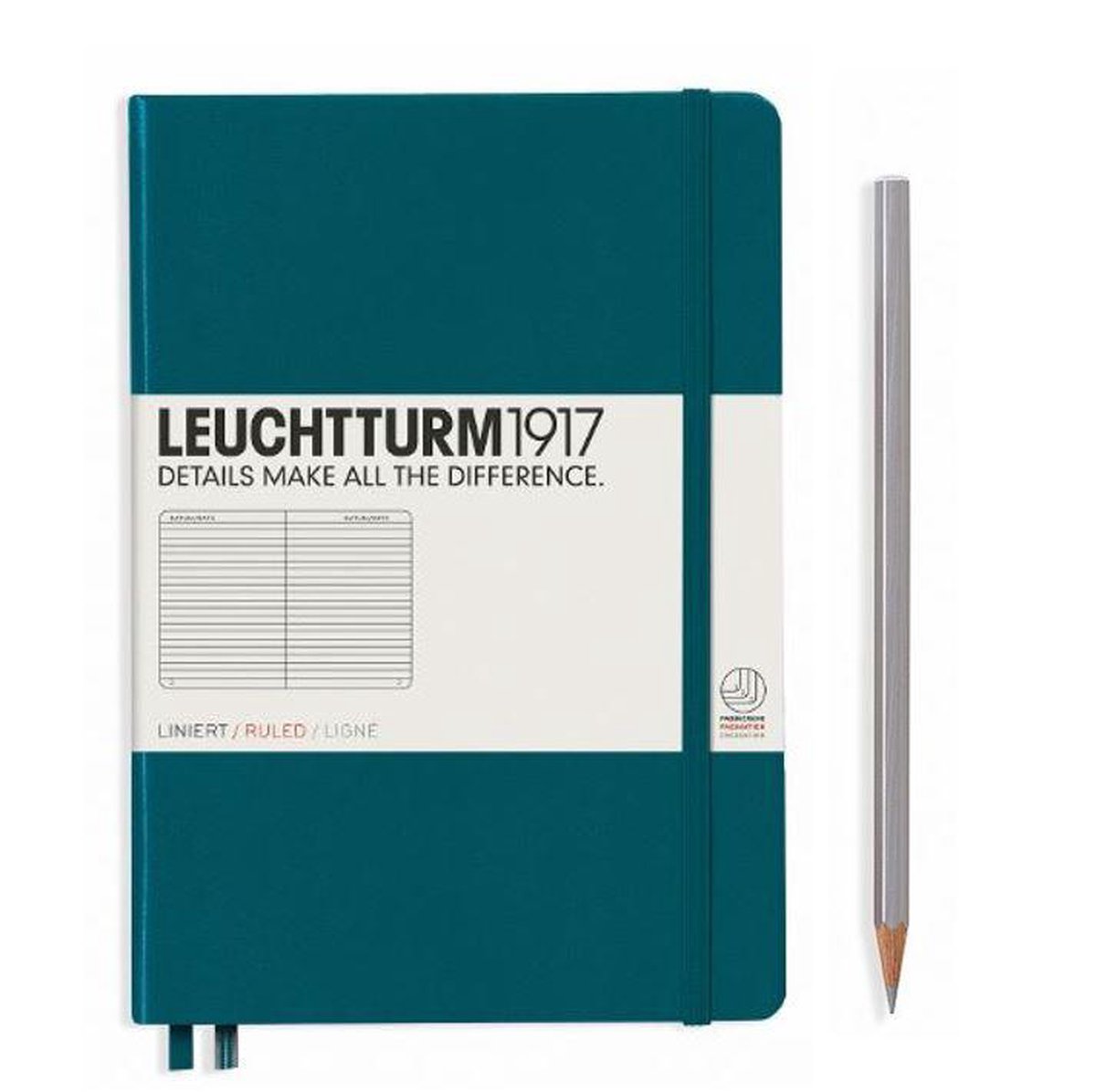Leuchtturm Pacific Green, Softcover, Paperback (B6+), 123 p., ruled afbeelding
