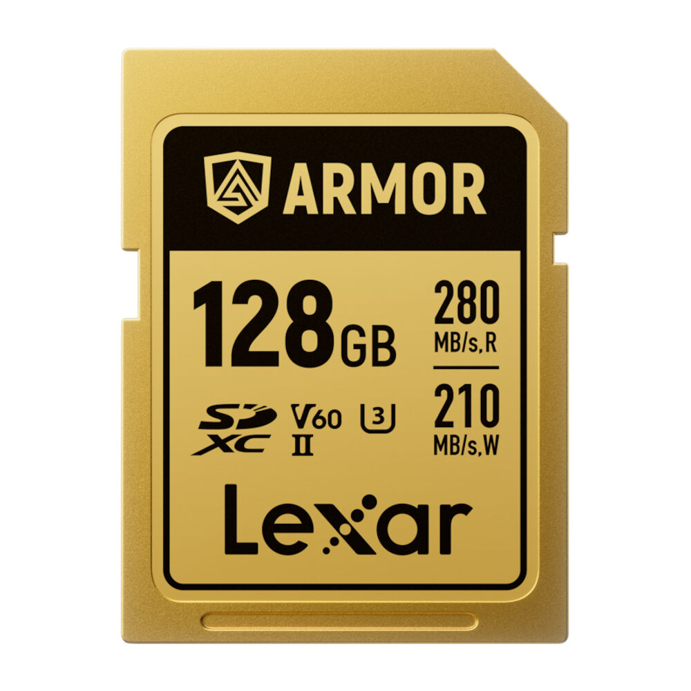 Lexar SDXC Pro Gold Series Armor UHS-II 128GB V60 IP68 R280/W210 afbeelding