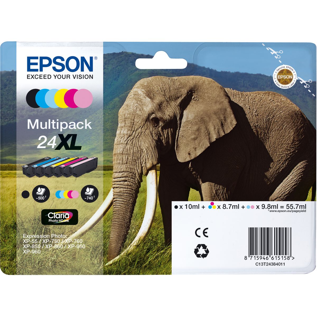 Epson 24XL 6-multipack SC RF-AM T24384021 Olifant afbeelding
