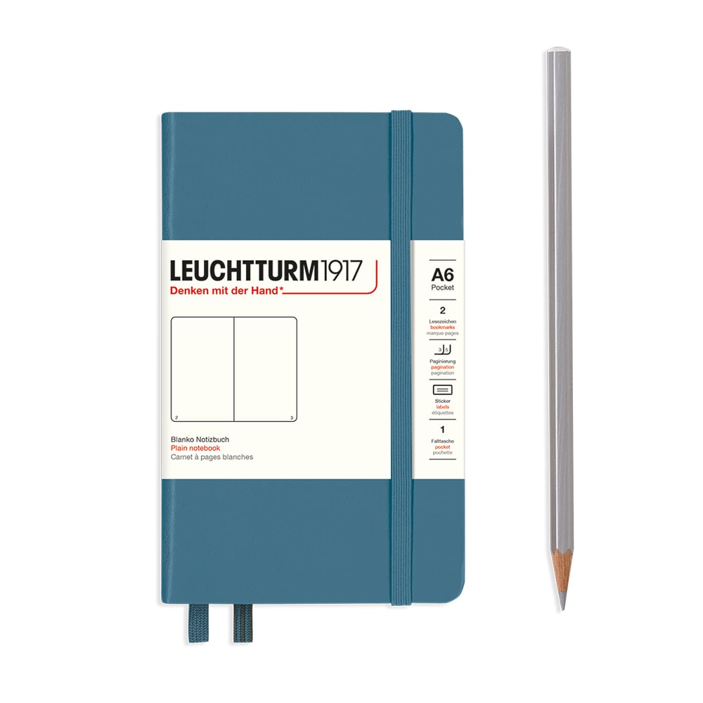 Leuchtturm Stone Blue, Pocket (A6), 187 p., plain afbeelding