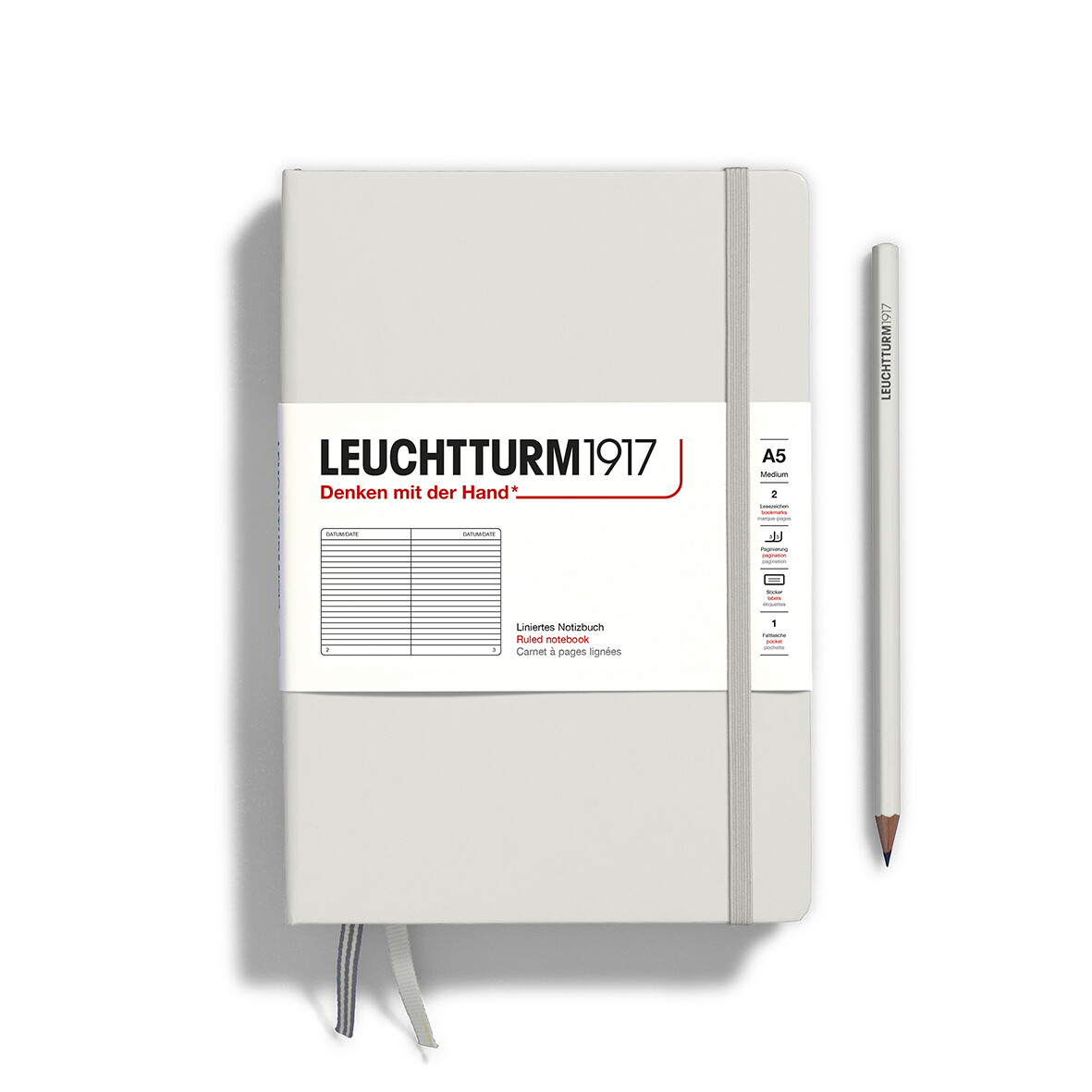 Leuchtturm Light Grey, Medium (A5), 251 p., ruled afbeelding
