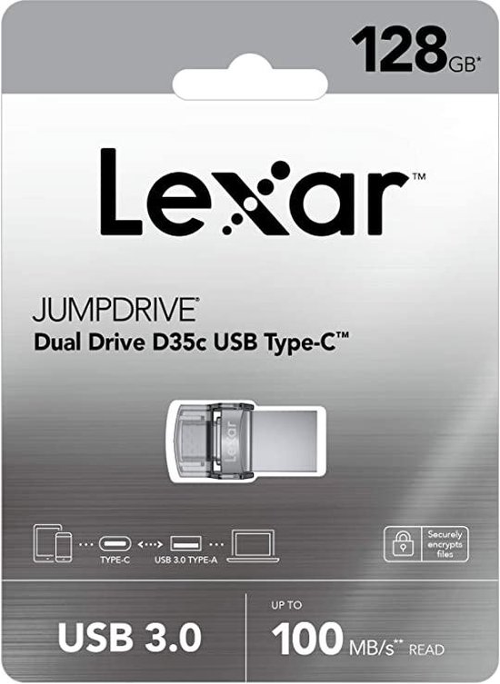 Lexar 128GB Dual Type-C and Type-A USB 3.0 afbeelding