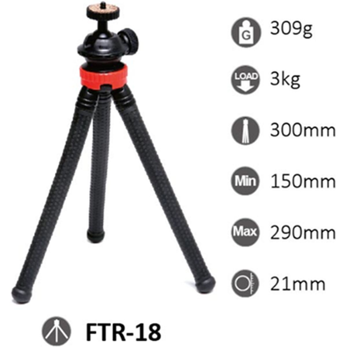 StudioKing Flexiblel Tafelstatief FTR-18 met Smartphone Adapter afbeelding