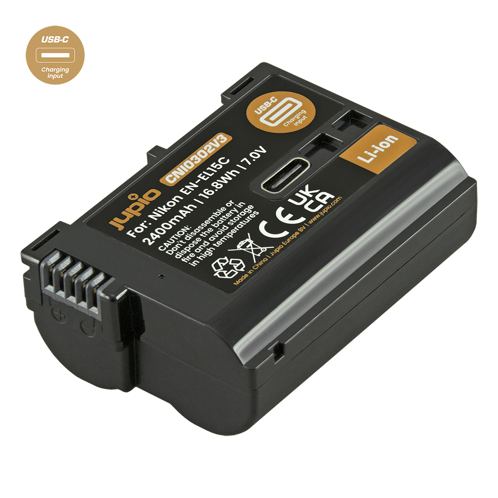 Jupio EN-EL15C *ULTRA C* (USB-C input) 2400mAh gechikt voor de D780,D850,D7500 en alle Z full- frame modellen afbeelding
