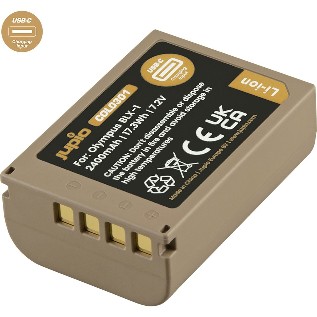 Jupio BLX-1 / BLX1 *ULTRA C* (USB-C input) 2400mAh afbeelding