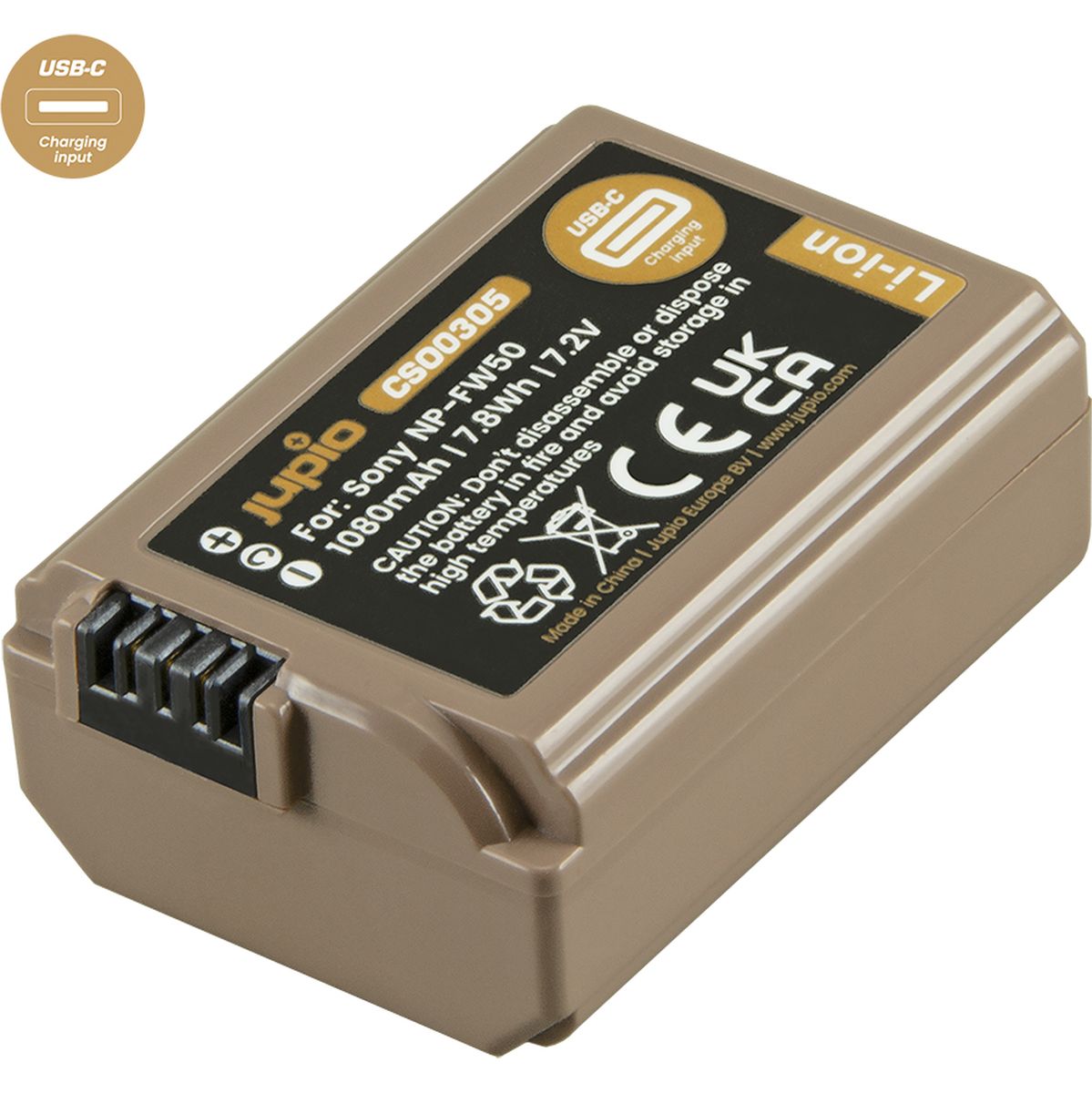 Jupio NP-FW50 *ULTRA C* (USB-C input) 1080mAh afbeelding