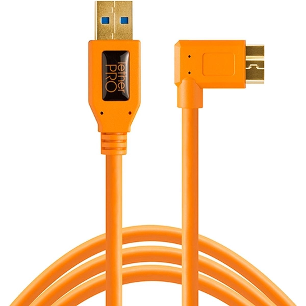 Tethertools TetherPro USB 3.0 to Micro-B Right Angle, 15' (4.6m), High-Visibility Orange afbeelding