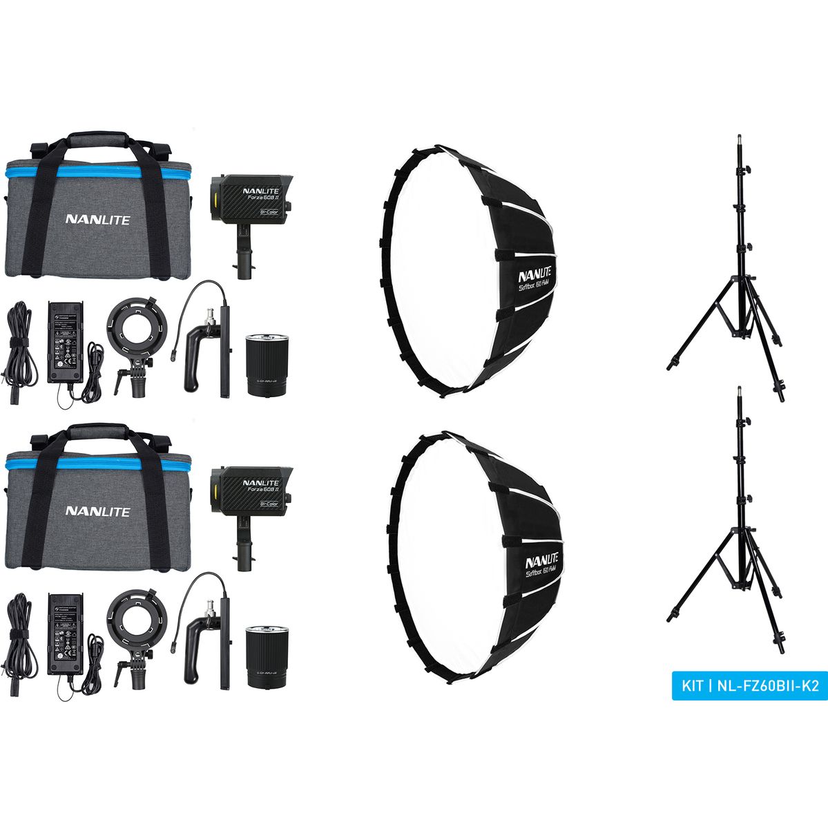 Nanlite Forza 60B II Bi-Colour LED Dual Kit (w/ Light Sta...
