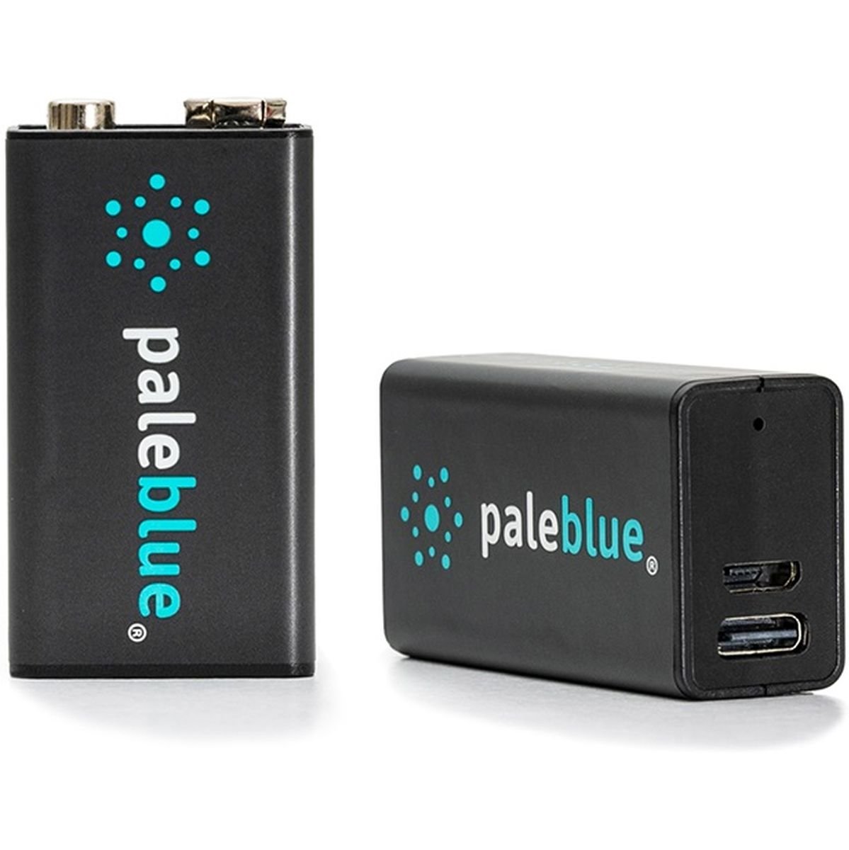 Pale Blue Li-ion Rechargeable 9V Battery USB-C 2 pack of 9V with 2x1 USB-C cable afbeelding