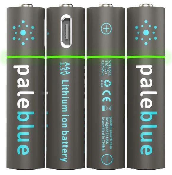 Pale Blue Li-Ion Rechargeabl AAA Battery 4 pack of AAA with 4x1 charging cable afbeelding