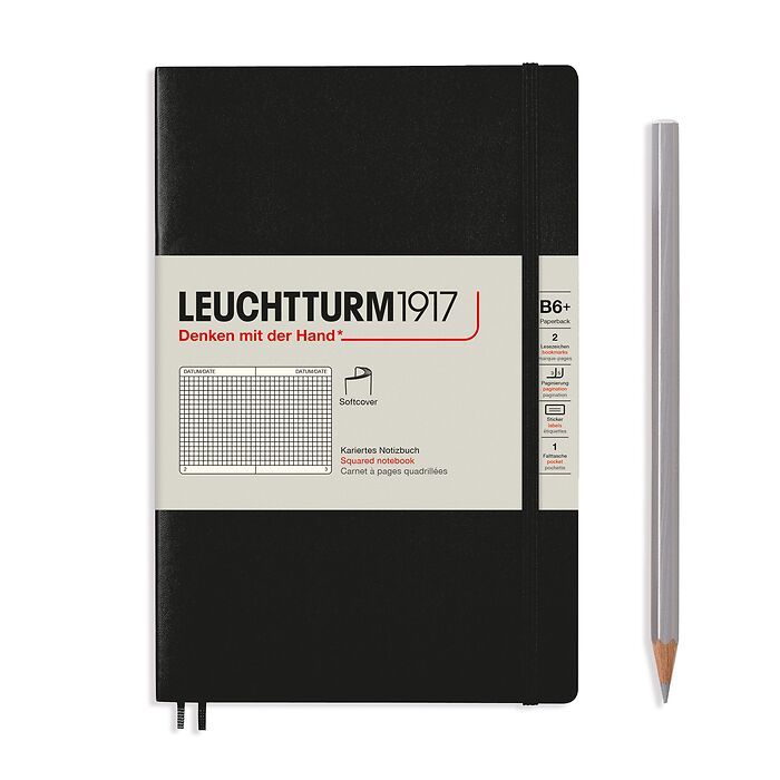 Leuchtturm Black, Softcover, Composition (B5), 123 p., squared afbeelding