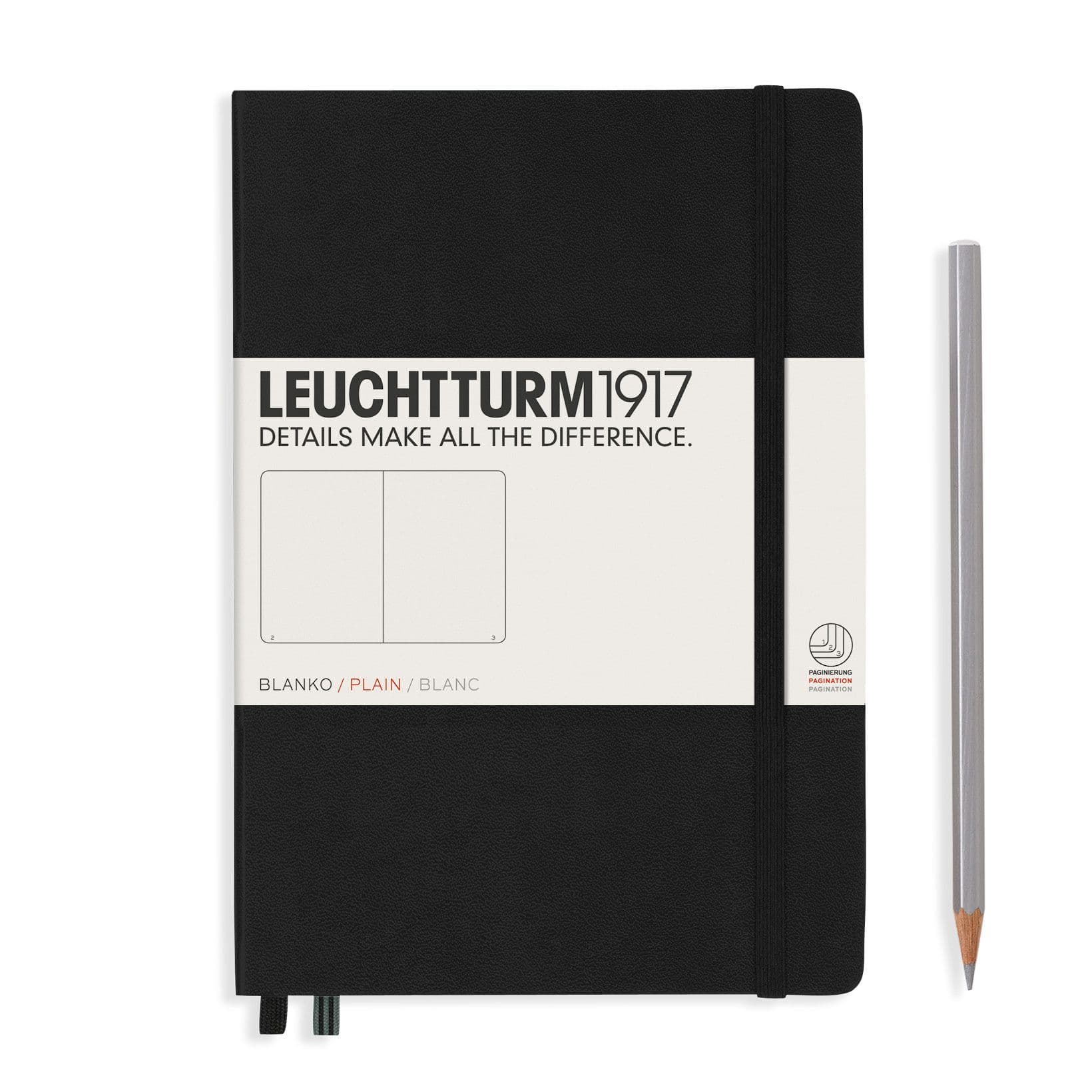 Leuchtturm Black, Medium (A5), 251 p., plain afbeelding