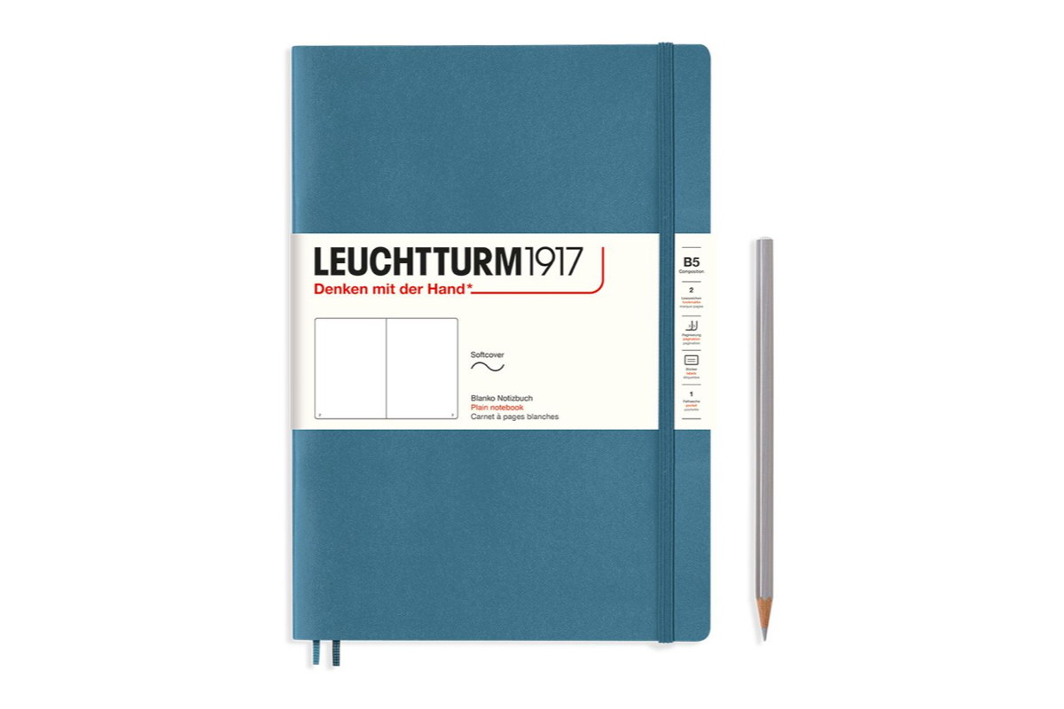Leuchtturm Stone Blue, Softcover, Composition (B5), 123 p., plain afbeelding