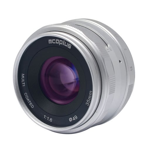 McoPlus MCO35mm F/1.6 Fujifilm Zilver afbeelding