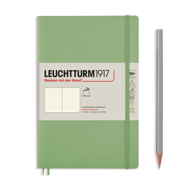 Leuchtturm Sage, Softcover, Paperback (B6+), 123 p., dotted
