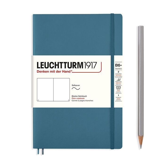 Leuchtturm Stone Blue, Softcover, Paperback (B6+), 123 p., plain afbeelding