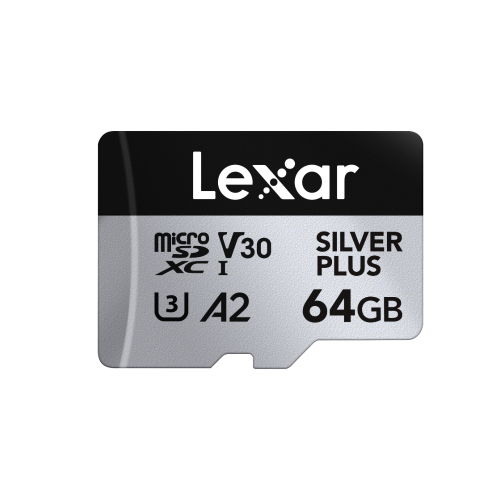 Lexar MicroSDXC Silver Plus UHS-1 64GB V30 R205/W100MB/s afbeelding