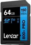 Lexar SDXC 800X Pro Blue Series 64GB UHS-1 V30 - Read 150...