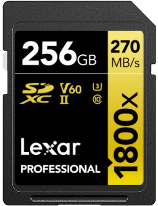Lexar Professional SDXC 256GB BL 1800X UHS-II V60 Gold