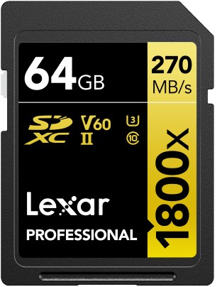 Lexar Professional SDXC 64GB BL 1800X UHS-II V60 Gold