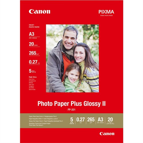Canon PP-201 A 3 20 vel    265 g Photo Paper Plus Glossy II