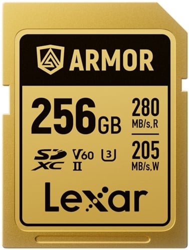 Lexar SDXC Pro Gold Series ARMOR UHS-II 256GB V60 IP68 R280/W205