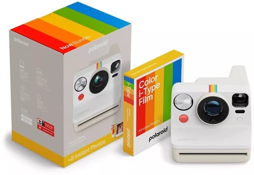 Polaroid Now Gen 3 Pebble White + Colour Film Bundle (8 Photo's)