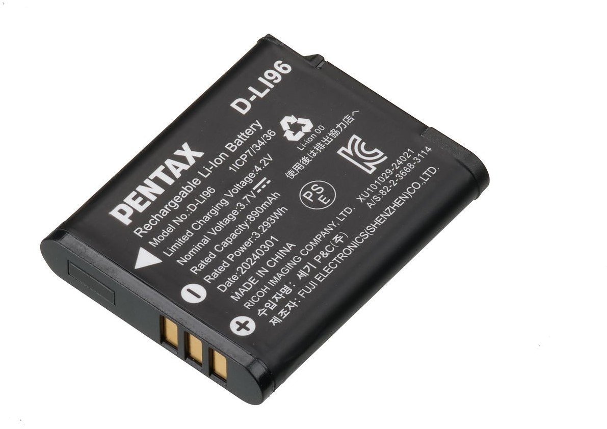 Ersatzakku Für Pentax WG-1000 – Kompatibel Mit D-LI96, 890mAh / 3.29Wh | Originalgetreuer Akku