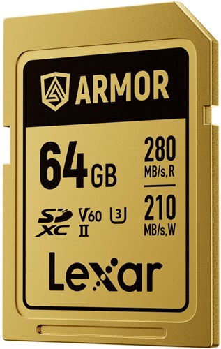Lexar SDXC Pro Gold Series Armor UHS-II 64GB V60 IP68 R280/W210 -2