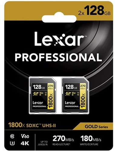 Lexar Professional GOLD SDXC 1800x 128GB UHS-II V60 - 2PACK