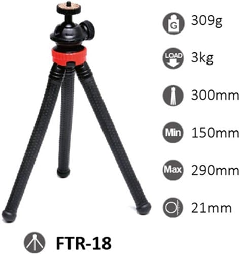 StudioKing Flexiblel Tafelstatief FTR-18 met Smartphone Adapter