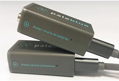 Pale Blue Li-Ion Rechargeable 9V Battery 2 pack of 9V with 2x1 charging cable