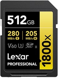 Lexar SDXC Professional  512GB BL 1800x UHS-II V60 gold