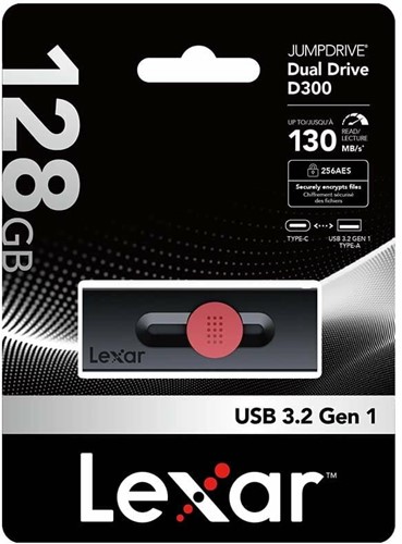 Lexar JumpDrive D300 OTG 128GB Dual Type C And Type A USB-2