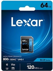 Lexar SDXC Blue Series UHS-I 800x 64GB V30