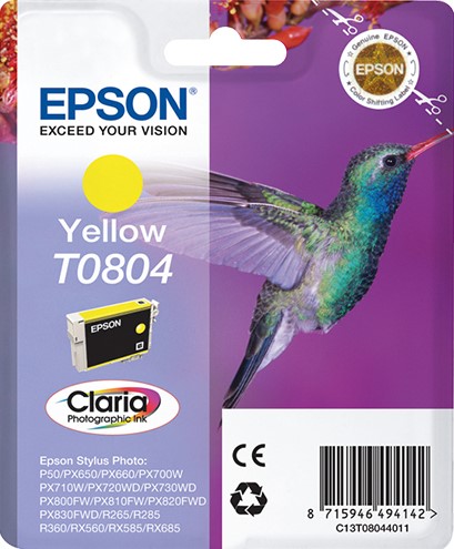 Epson inktpatroon   geel T 080  T 0804