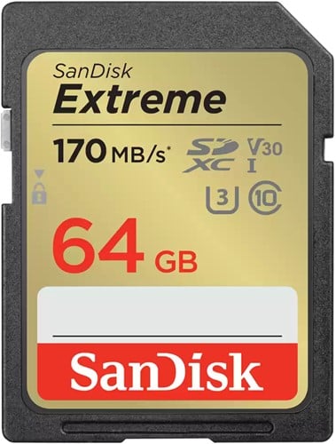 SanDisk Extreme 64B SDHC Memory Card 170MB/s 10