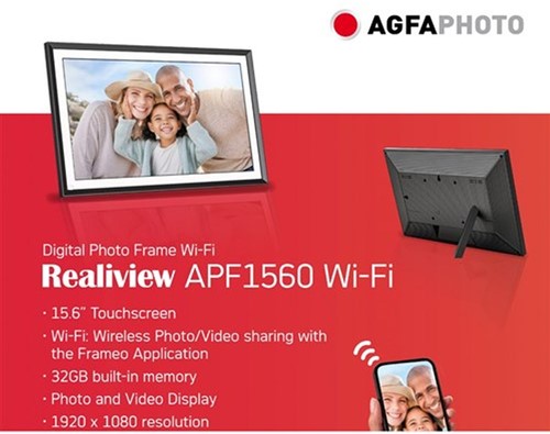 Agfaphoto Digital WiFi Photo Frame 15 inch Black