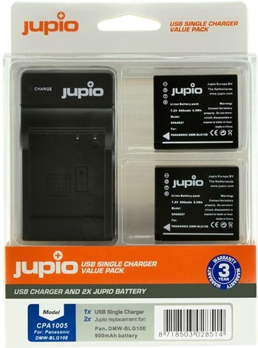 Jupio Value Pack: 2x Battery DMW-BLG10 + USB Single Charger