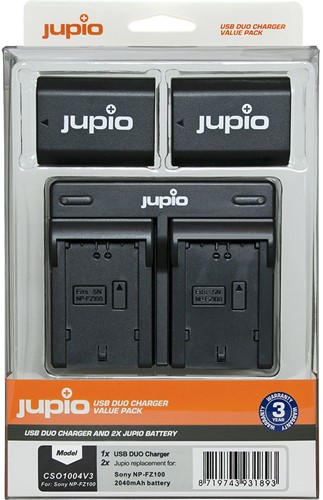 Jupio Value Pack: 2x Battery NP-FZ100 2040mAh + USB Dual Charger