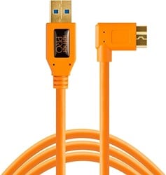 Tethertools TetherPro USB 3.0 to Micro-B Right Angle, 15' (4.6m), High-Visibility Orange