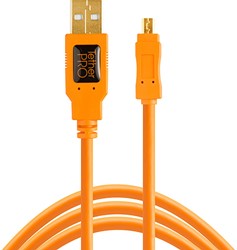 Tethertools TetherPro USB 2.0 to Mini-B 8-Pin, 15' (4.6m), High-Visibility Orange