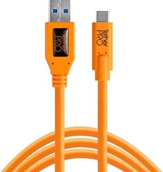 Tethertools TetherPro USB 3.0 to USB-C, 15' (4.6m), High-Visibility Orange