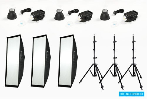 Nanlite FS200 Bi-Colour LED Tripple Kit (w/ Light Stand A...