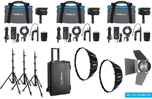 Nanlite Forza 60B II LED Tripple Kit (w/ Case Light Stand...