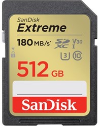 Sandisk Extreme 512GB SDXC Memory Card UHS-I U3 V30 180MB/s 