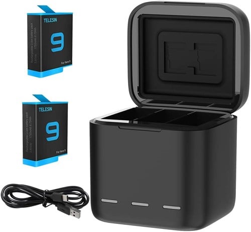 Telesin Triple Battery Charger Box + 2X Accu - GoPro 9/10